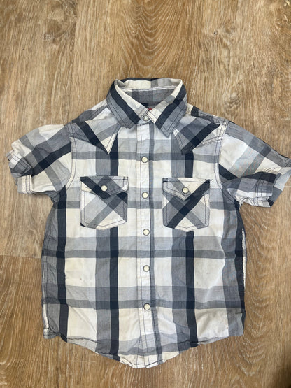 Short Sleeve Plaid button up shirt- size 4/5, Kids 4/4T