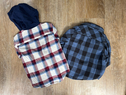2 Long Sleeve  Red and Blue Plaid Shirts - 3T, Kids 3T