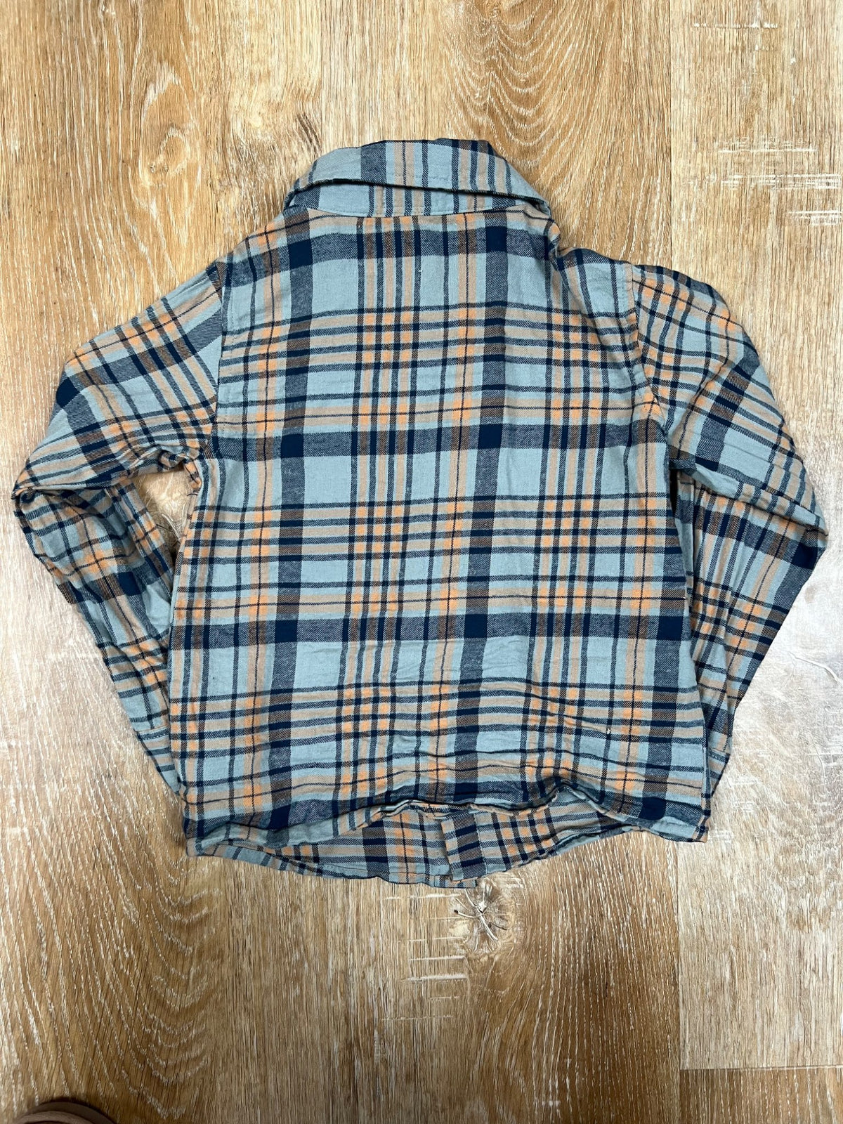 Teal and Cognac Plaid longsleeve shirt- 5T, Kids 5/5T