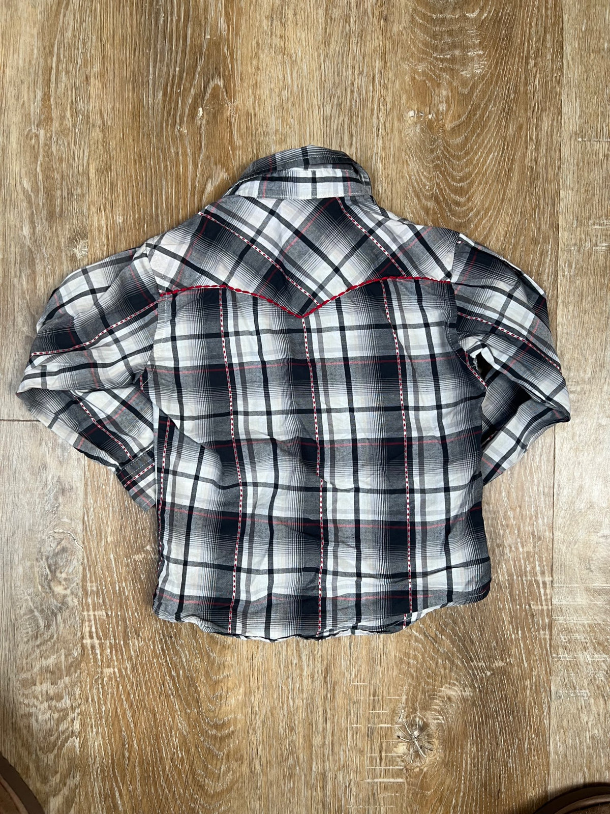Plaid Grey & Red  Button up Cowboy shirt  - size 4/5