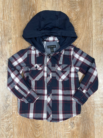 Navy Blue and Burgundy Plaid Shirt -size 5, Kids 5/5T