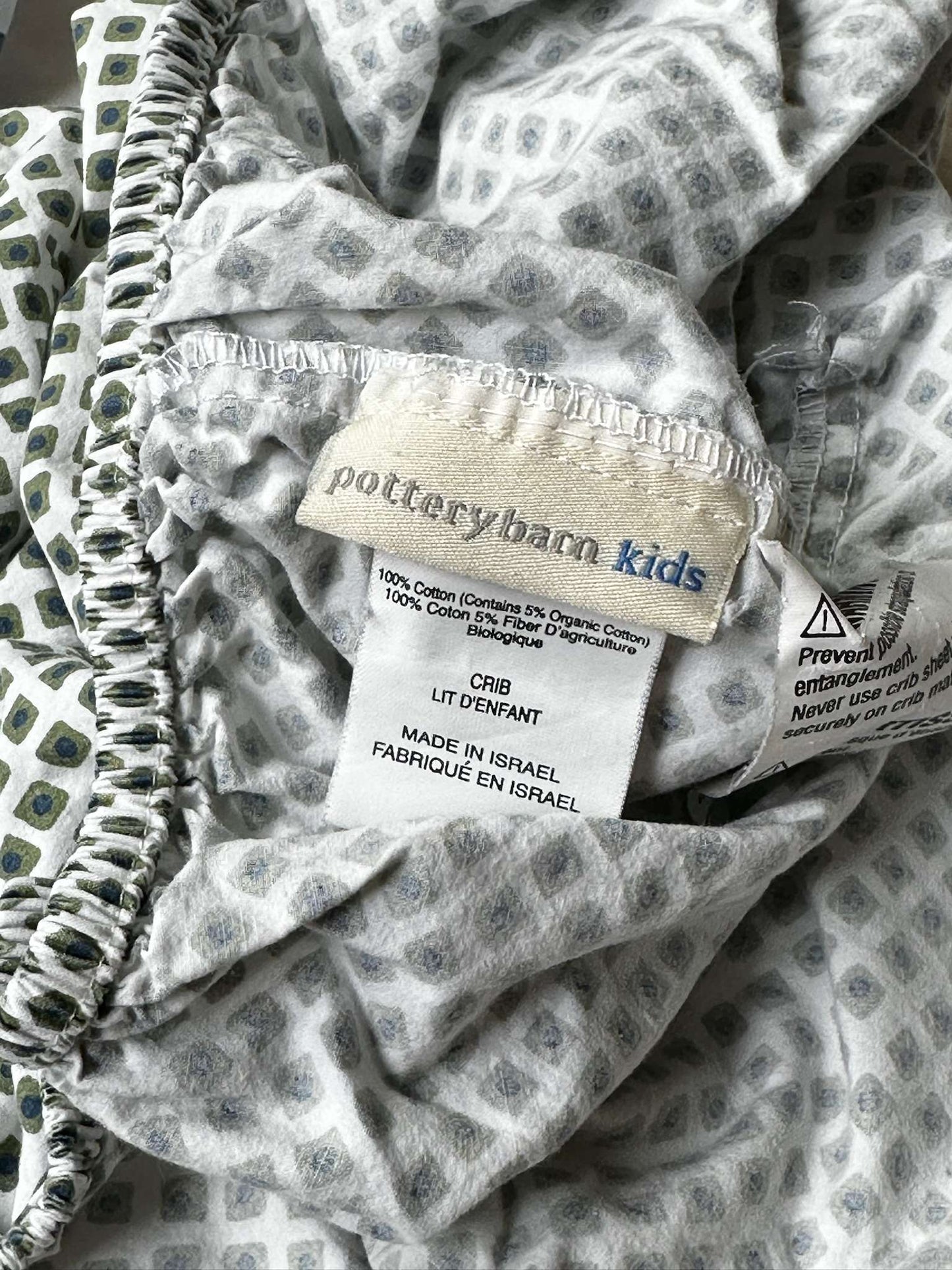 Pottery Barn Organic Kids Crib Sheets – 2-Pack – Navy/White - Dog and Geometric