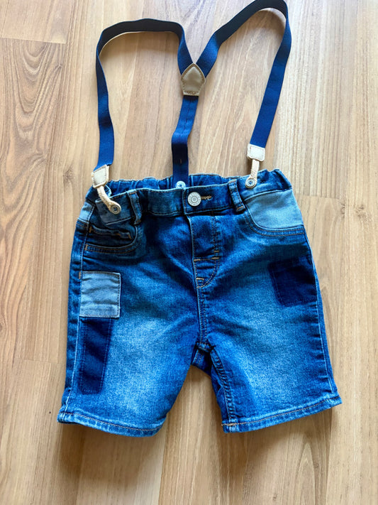 Size 3/4 H&M denim shorts w/ suspenders, Kids 3T