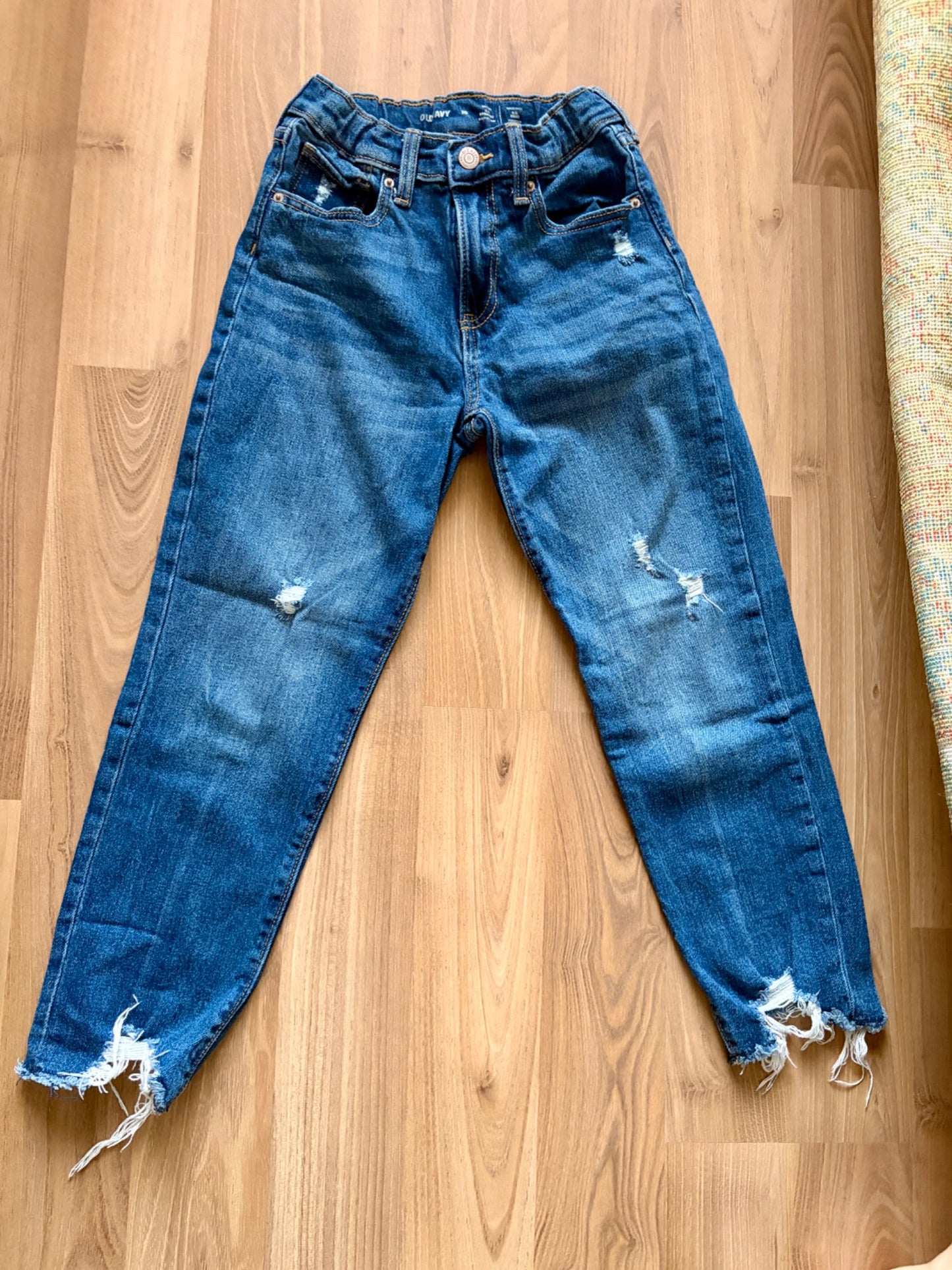High waisted OG straight leg fray-hem jeans size 10, Kids 10