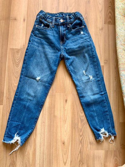 High waisted OG straight leg fray-hem jeans size 10, Kids 10