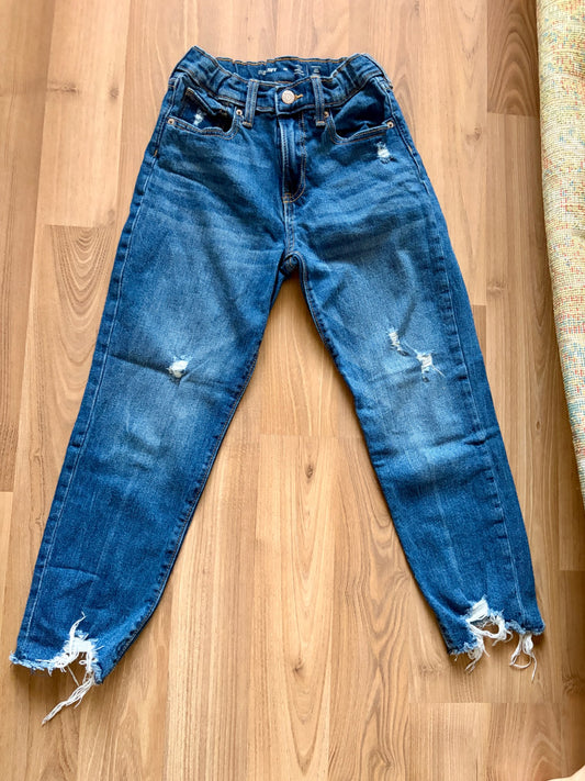 High waisted OG straight leg fray-hem jeans size 10, Kids 10