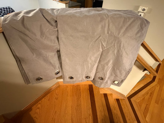 Grey colored Blackout Thermaplus curtains with grommets