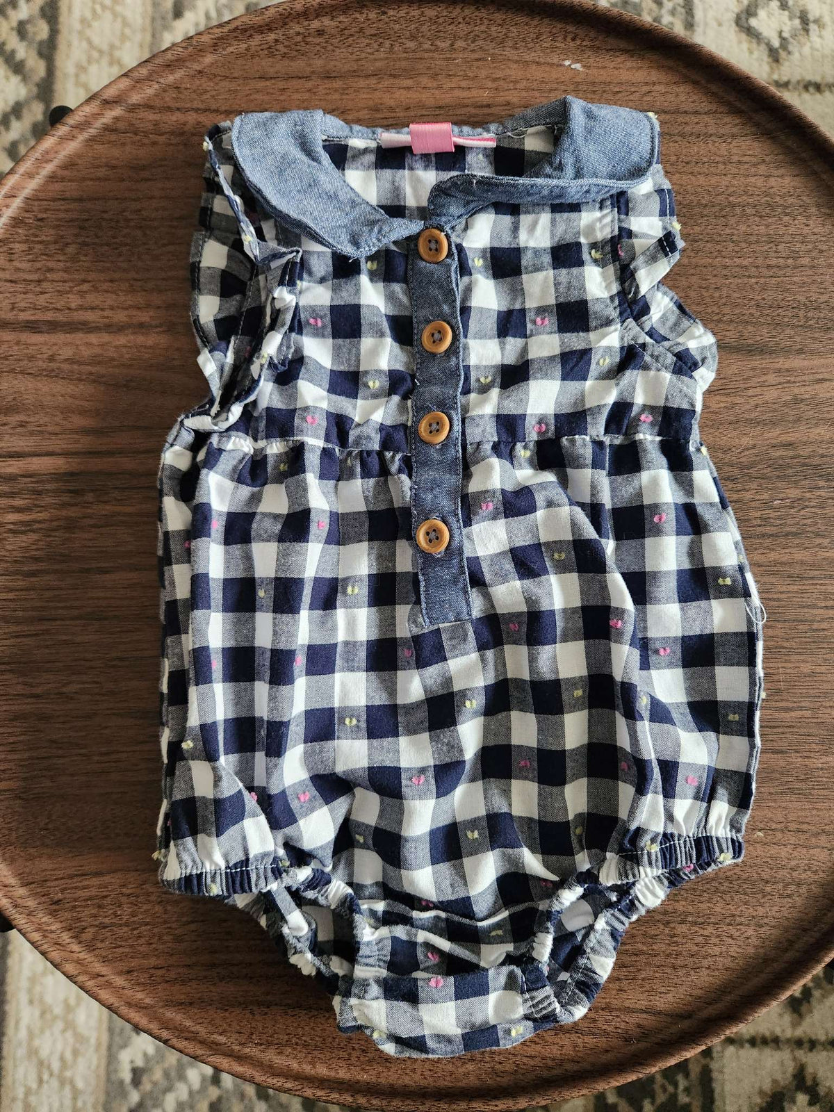 Penelope Mack Navy Plaid Onesie 3-6m, Kids 6 Month (3-6M)