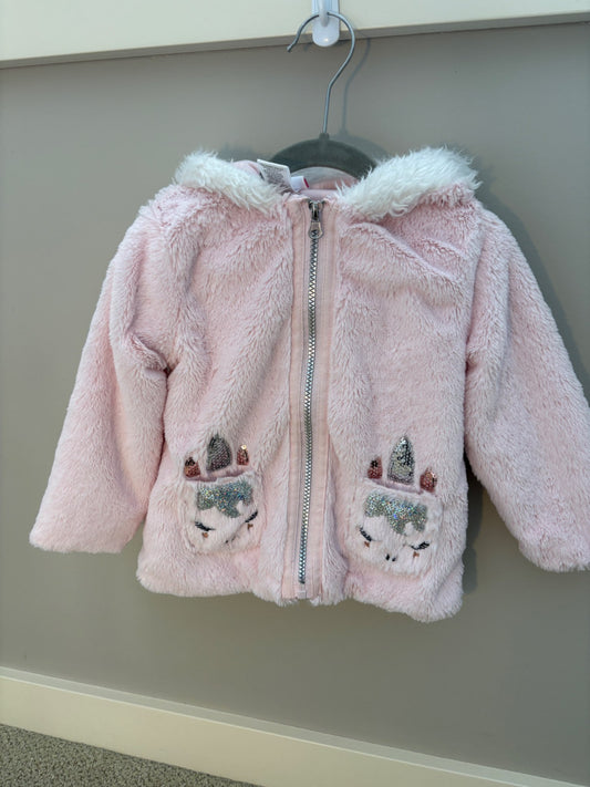 Little lass unicorn fluffy cozy sweater jacket 24 months , Kids 24 Month (18-24M)