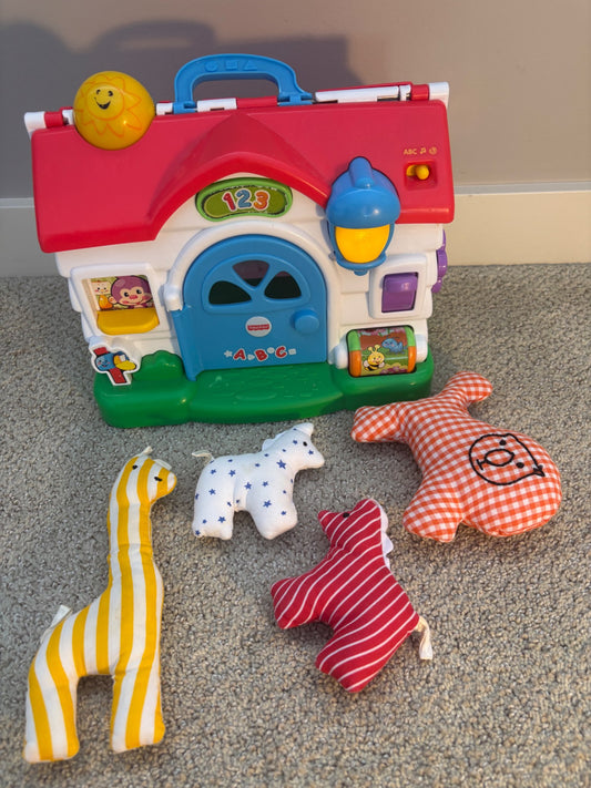 Fisher price little doll house with stuffed animals