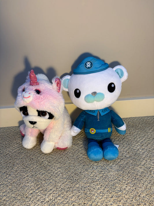 Stuffy bundle: unicorn French bulldog and octonauts character