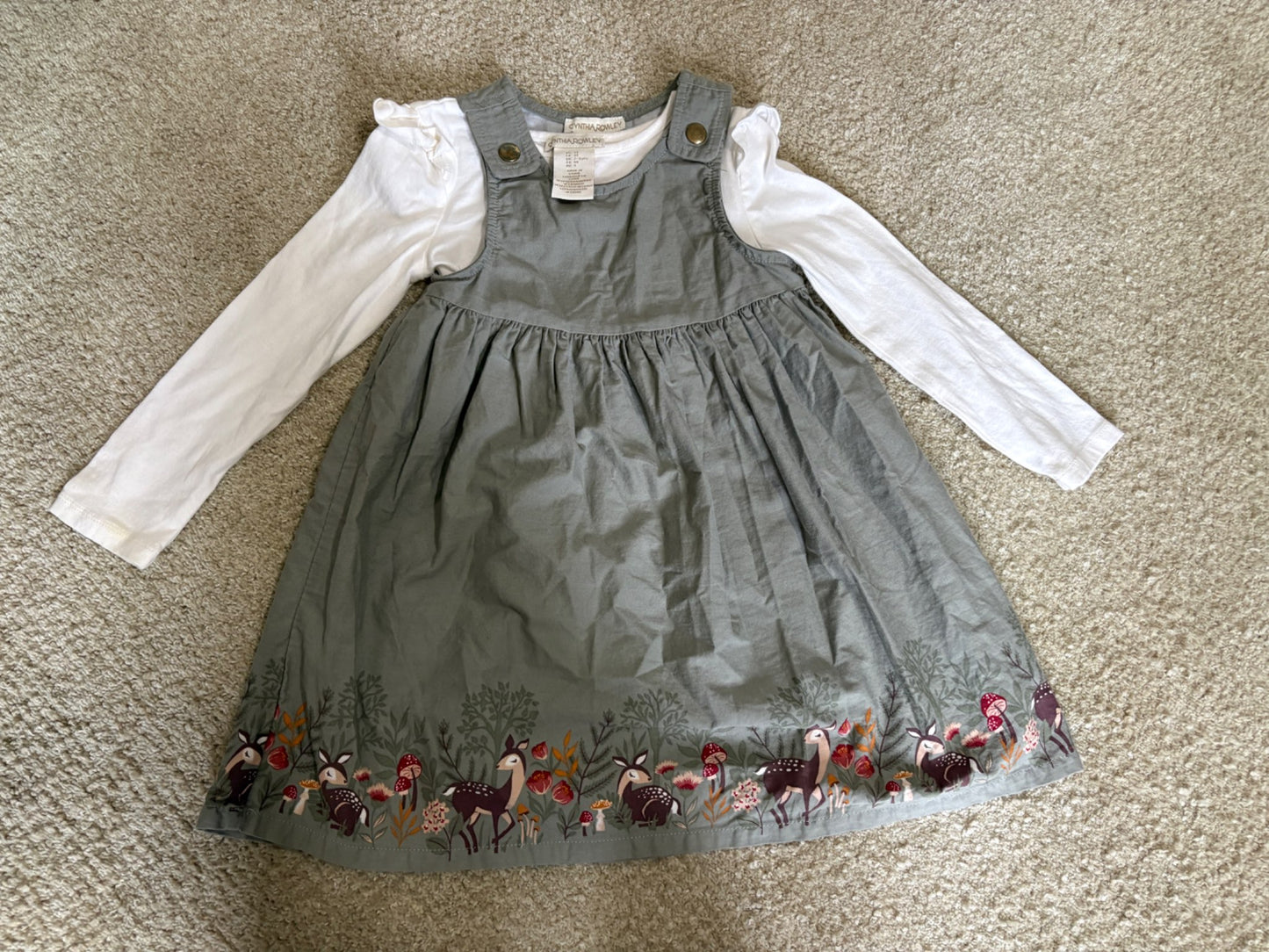Deer theme overall dress set size 3T, Kids 3T