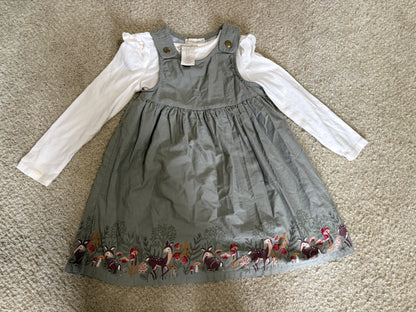 Deer theme overall dress set size 3T, Kids 3T