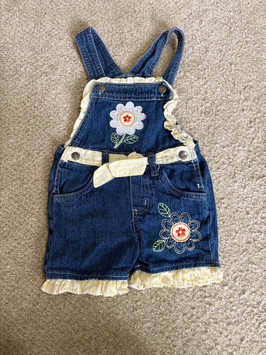 Frilly overall flower Jean shorts 3T  , Kids 3T