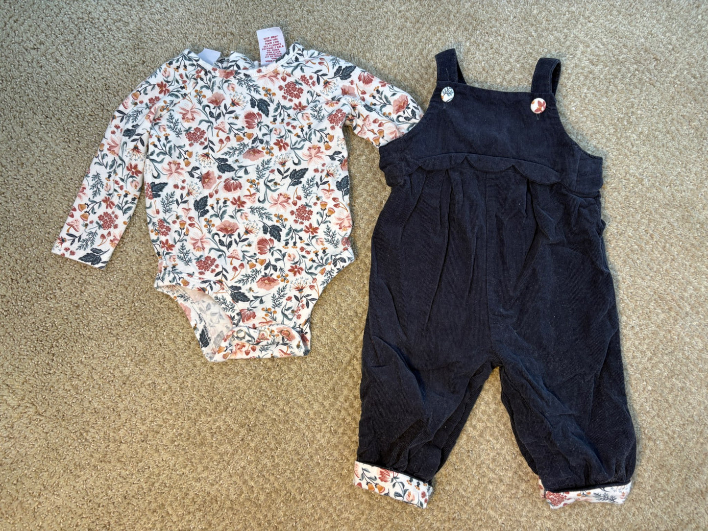 Long sleeve and corduroy overalls 0-3 months  , Kids 3 Month (0-3M)