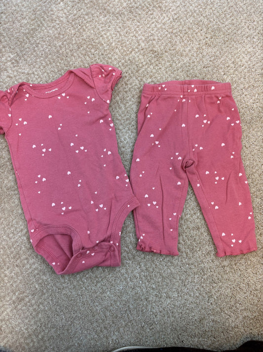 Hearts cozy matching set 3-6 months , Kids 6 Month (3-6M)