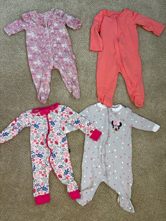 Bundle of four 0-3 month Pajamas , Kids 3 Month (0-3M)