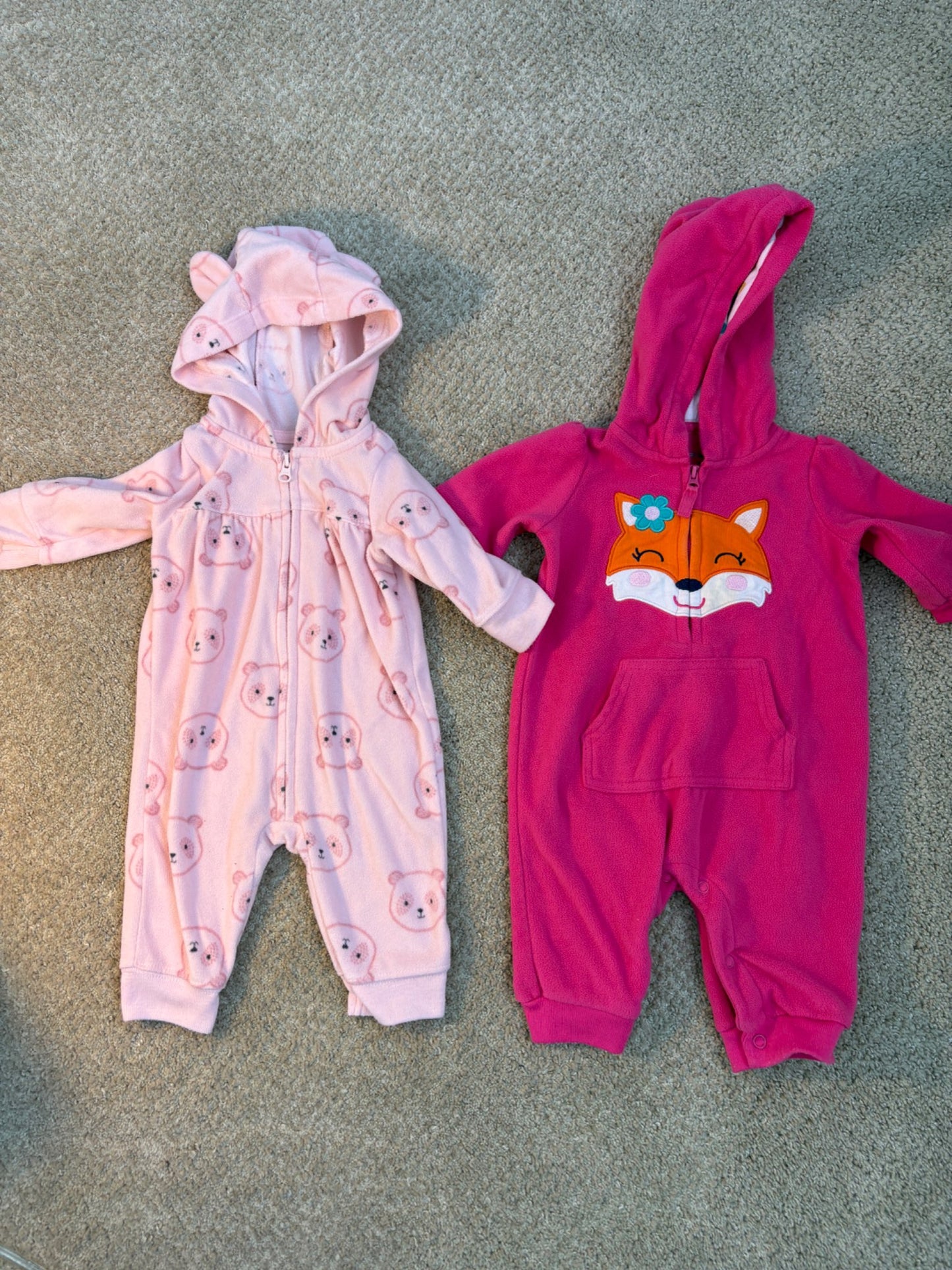 Two fuzzy rompers 0-3 months , Kids 3 Month (0-3M)