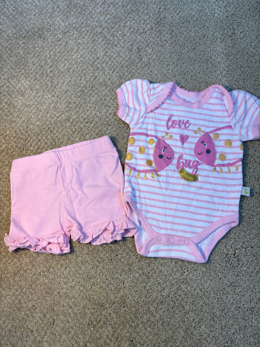 Love bug onesie and short set 3-6 months, Kids 6 Month (3-6M)