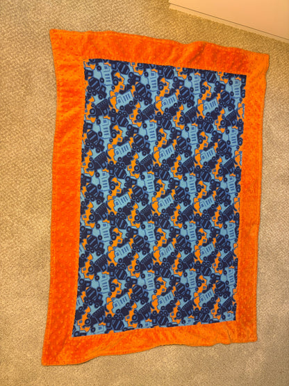 Fleece truck and orange small blanket