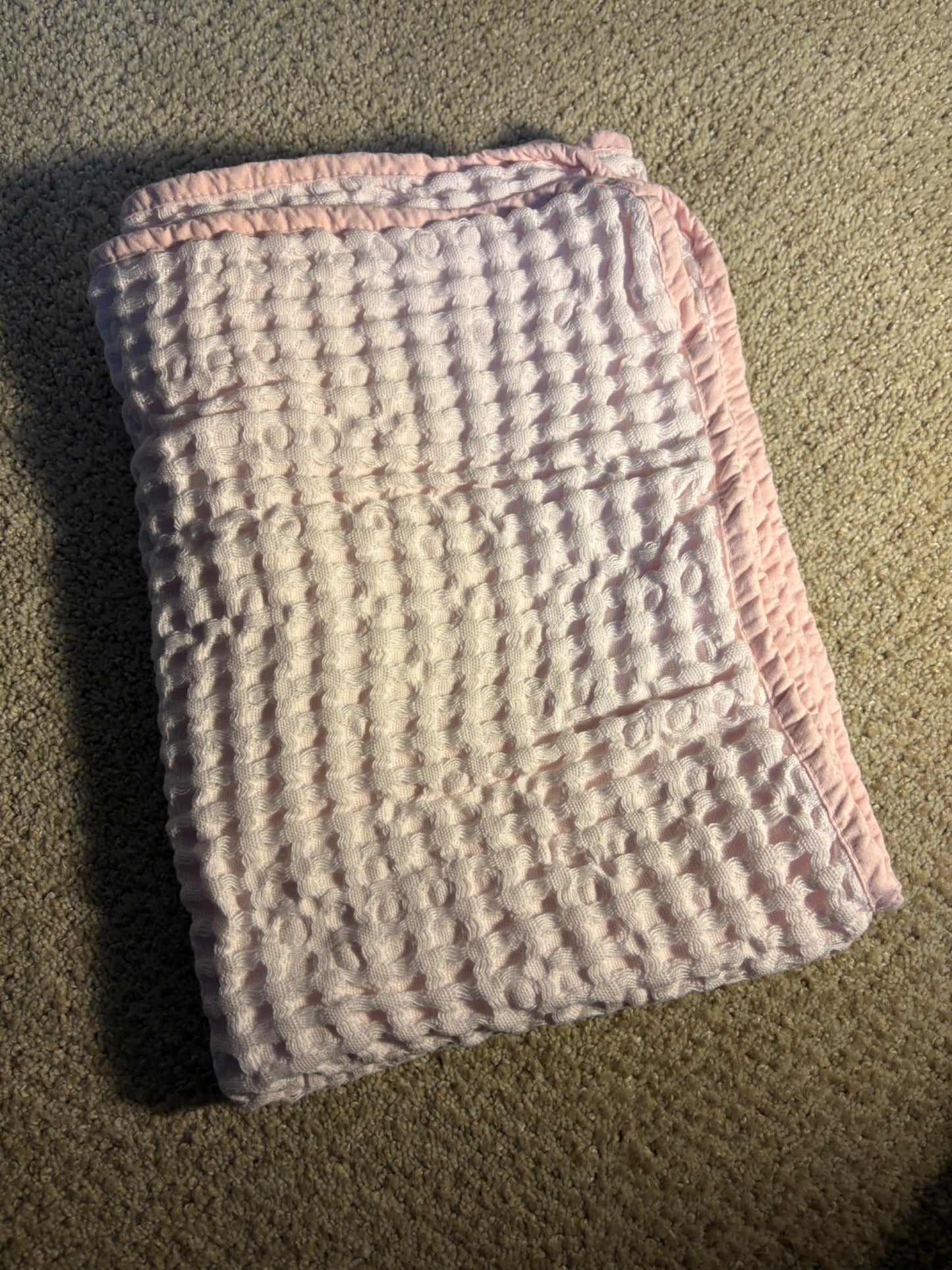 Waffle pink baby blanket
