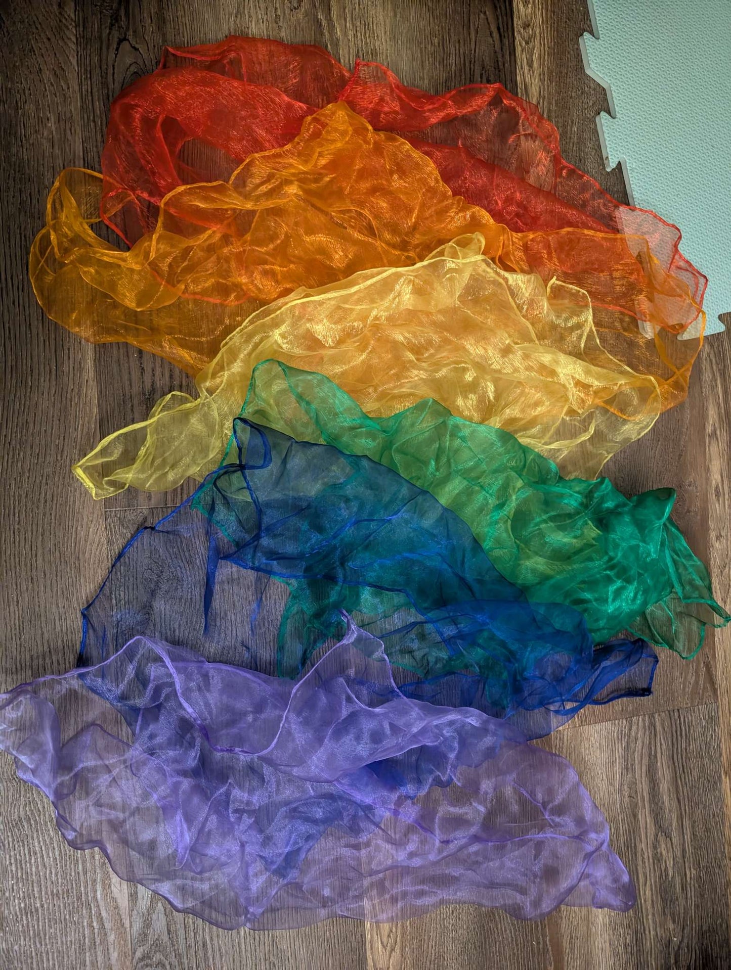 Set of 6 rainbow scarves