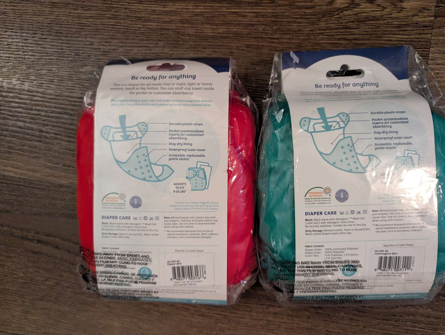 2 x NEW Bumgenius Original 5.0 Cloth Diaper+ Inserts