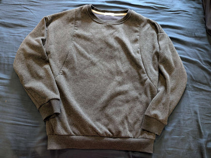 Large grey fleece lined nursing sweater , Maternity L (12-14)