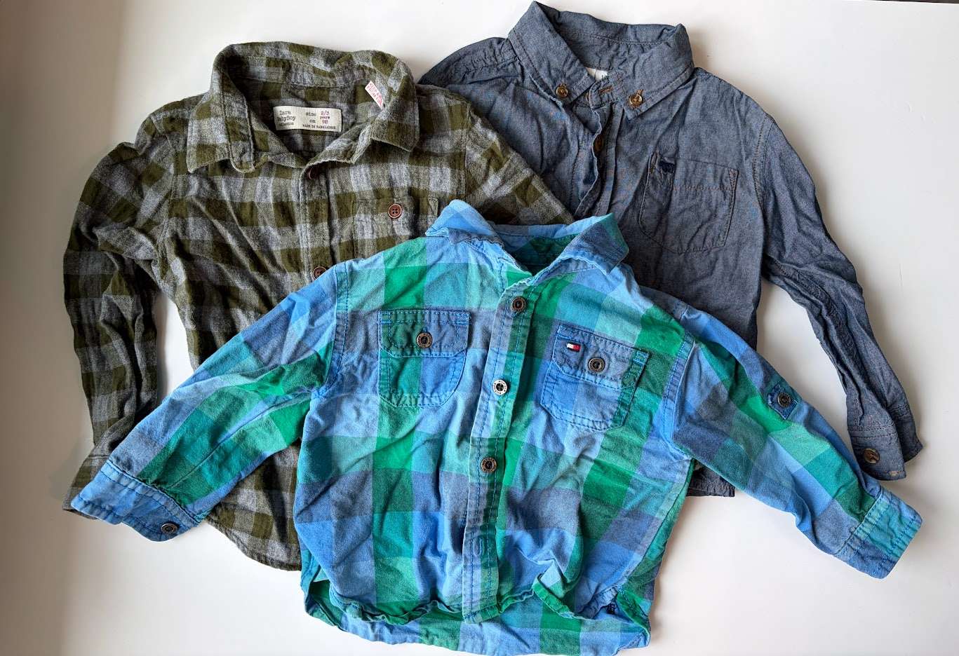 3 Boys Long Sleeve Button-ups (12m-2T), Kids 12 Month (9-12M)