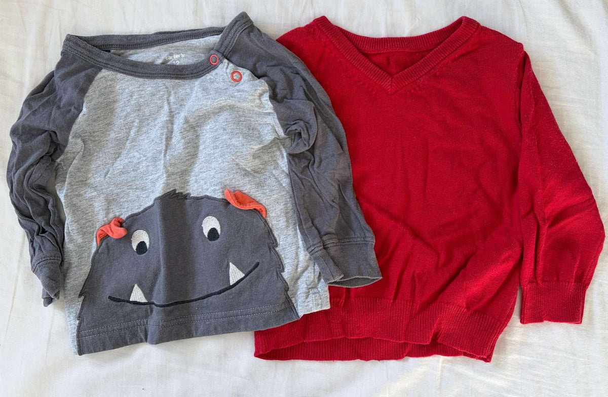 Pair of Long Sleeved Shirts 12m, Kids 12 Month (9-12M)