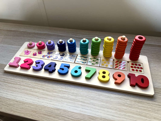 Wooden Montessori Counting & Number Learning Board (1–10)