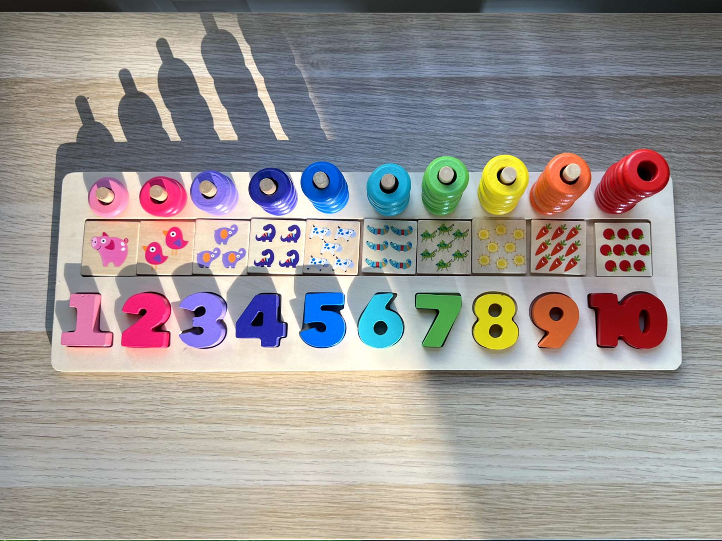 Wooden Montessori Counting & Number Learning Board (1–10)