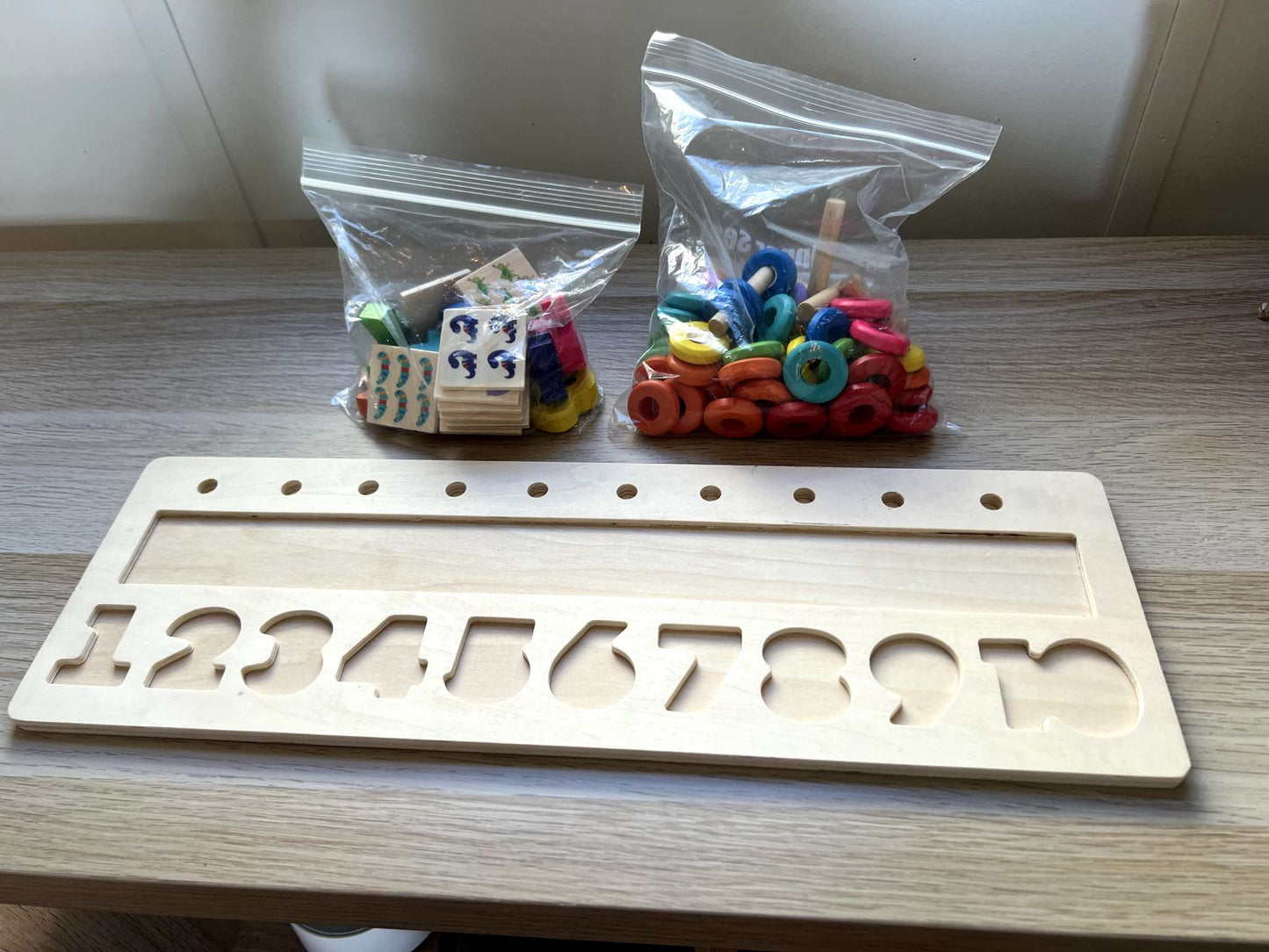 Wooden Montessori Counting & Number Learning Board (1–10)