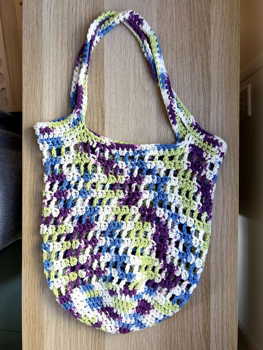 Crochet Tote Bag – Multicolour Cotton Market Bag
