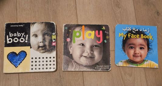 Bundle of 3 Baby Board Books – Amazing Baby, Play & My Face Book (Bilingual)