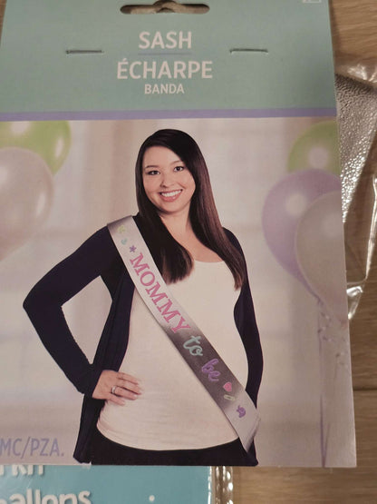"Mom To Be" Flower Floral Crown and Mommy to Be Sash