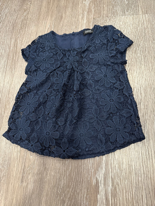 George Navy Lace Overlay Girls’ holiday top with zippered back, Kids 6/6X (extra small)