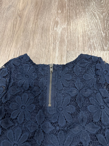 George Navy Lace Overlay Girls’ holiday top with zippered back, Kids 6/6X (extra small)