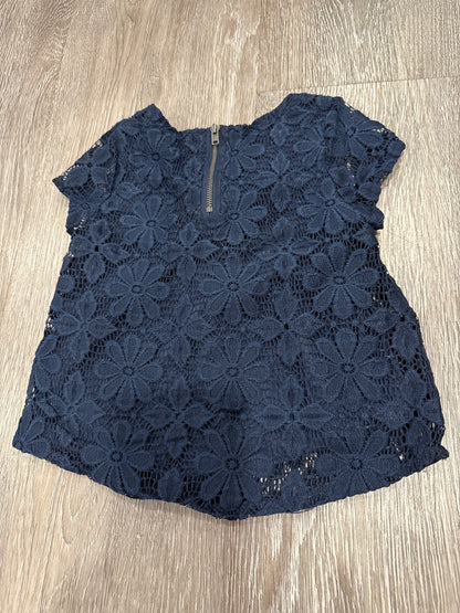 George Navy Lace Overlay Girls’ holiday top with zippered back, Kids 6/6X (extra small)