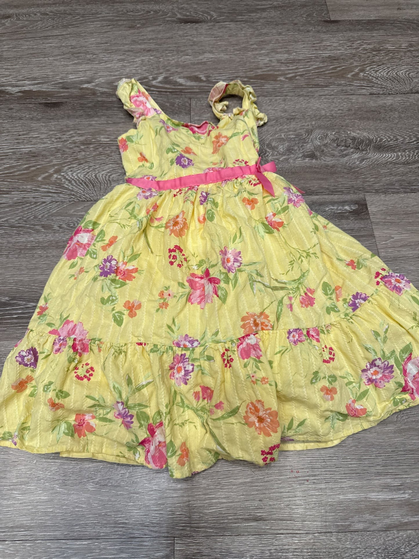 Yellow Floral dress, Kids 7 & 8 (small)