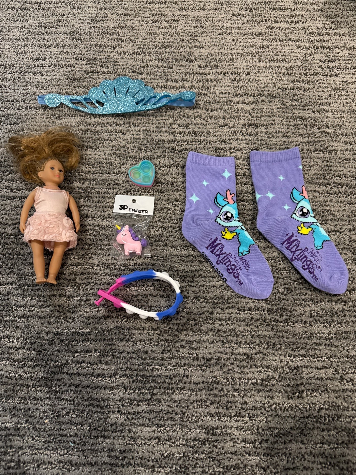 Girls Assorted toy bundle with pretty doll and Magic Mixies socks