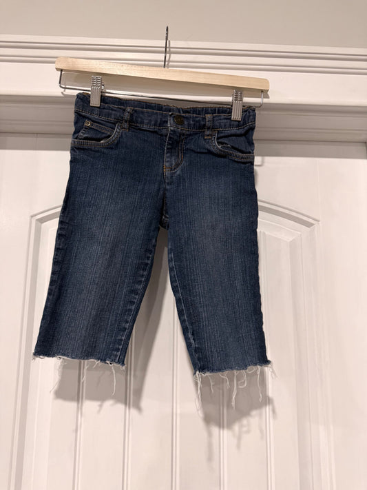 Girls long frayed jean shorts, Kids 8