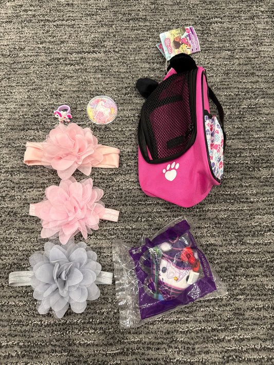My little girl- head bands, assorted toys and toy pet holder