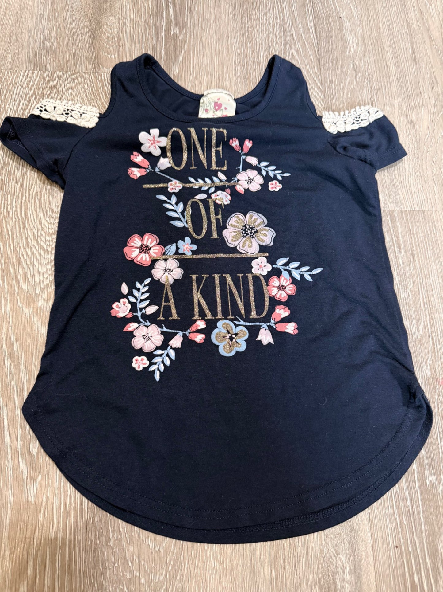 One of A  Kind Lacy Cold-Shoulder top, Kids 6/6X