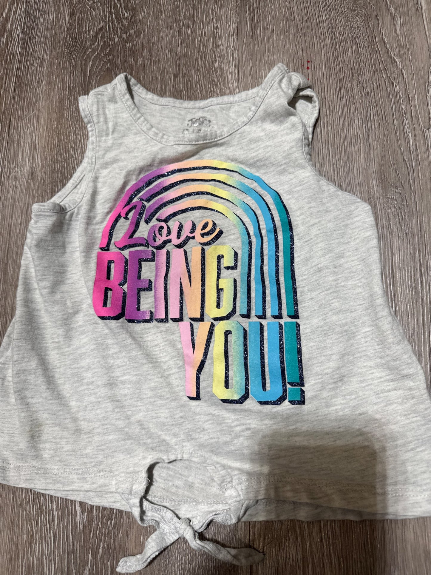 Love Being You Justice knot front top with rainbow, Kids 5/5T
