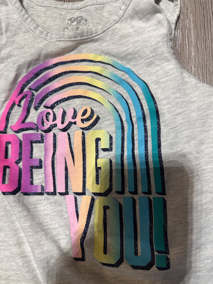 Love Being You Justice knot front top with rainbow, Kids 5/5T