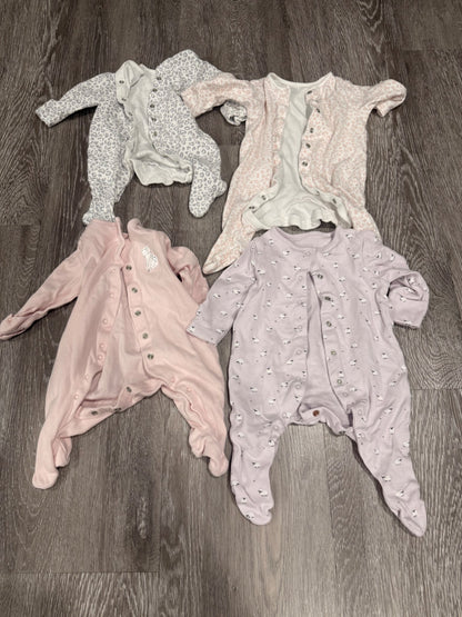 0-3 month John Lewis long sleeved footed sleepers , Kids 3 Month (0-3M)