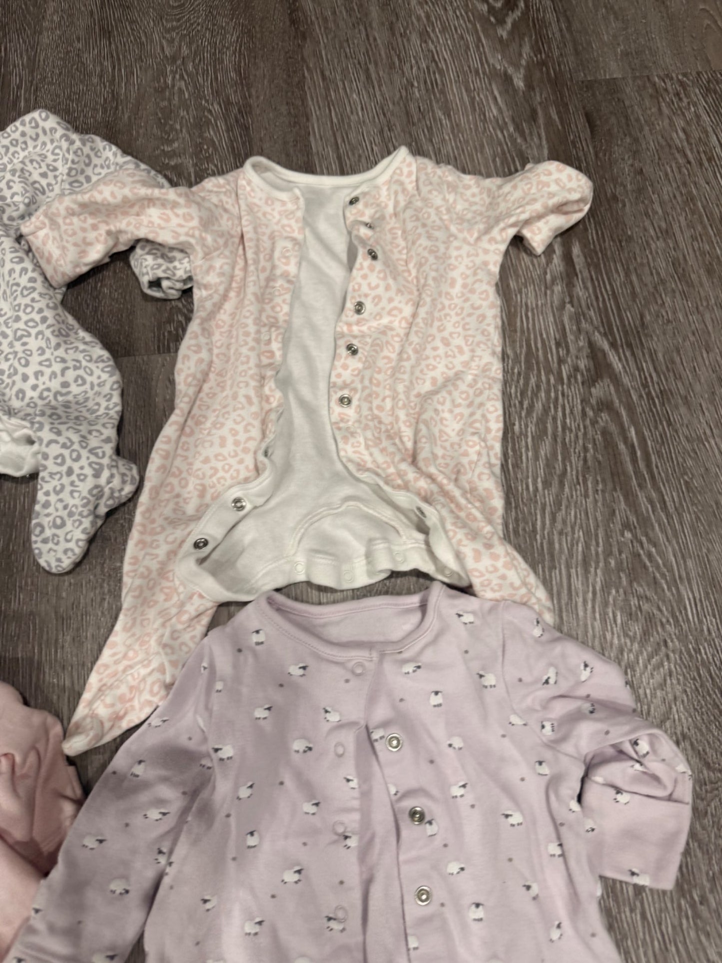 0-3 month John Lewis long sleeved footed sleepers , Kids 3 Month (0-3M)