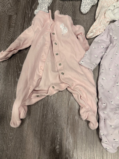 0-3 month John Lewis long sleeved footed sleepers , Kids 3 Month (0-3M)