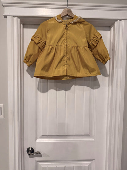 Yellow Bunny Raincoat style jacket with lace, Kids 4/4T